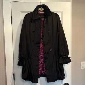 Betsey Johnson Black Women's Coat with Pink Lining